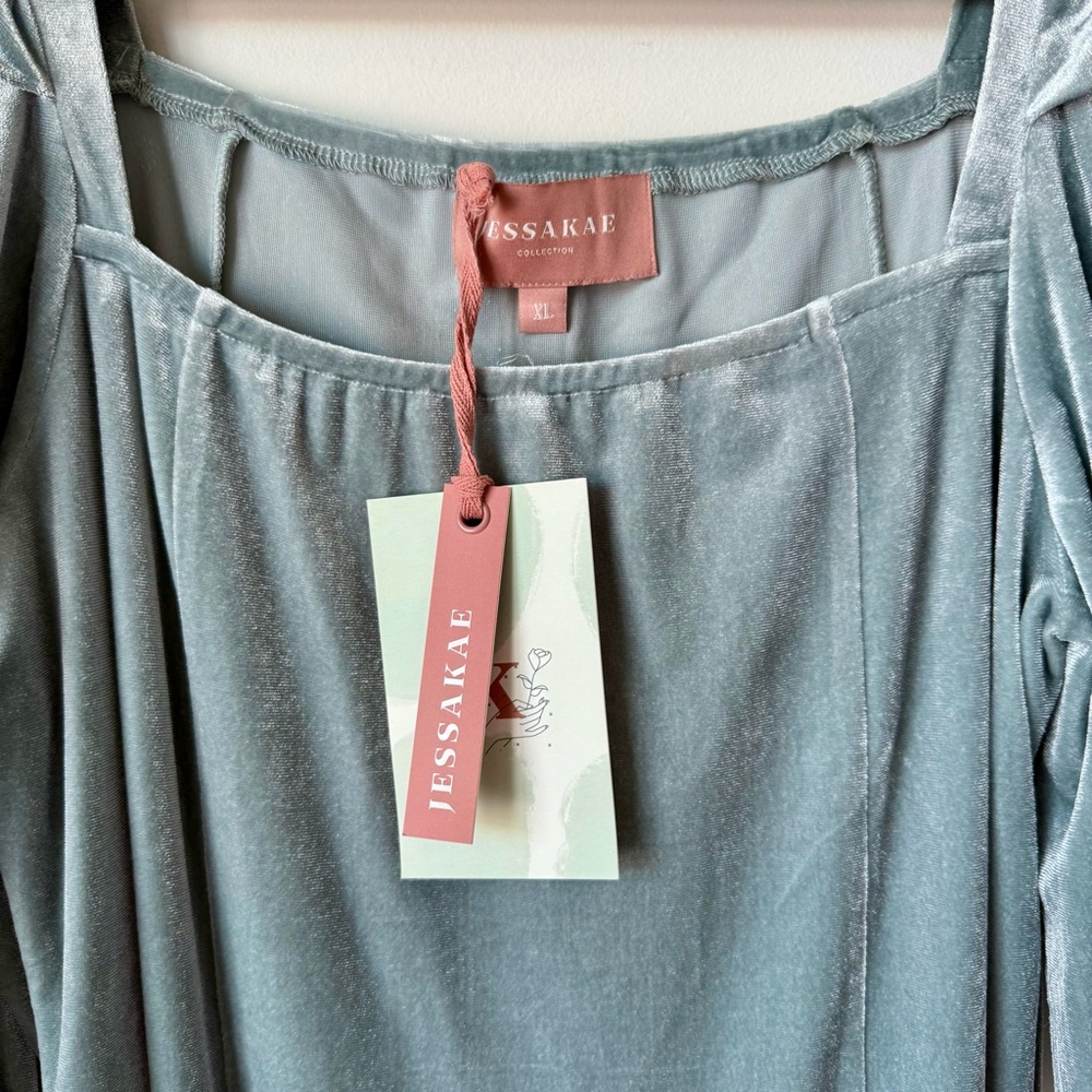 NWT JESSAKAE Velvet Sea Glass Eloise 3/4 Sleeve Maxi Dress—SZ. XL - Picture 13 of 17